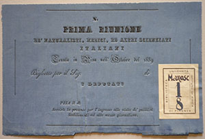 Biglietto d'ingresso al congresso di Pisa, 1839