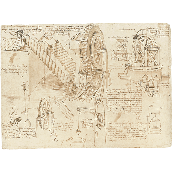 Leonardo da Vinci - Codice Atlantico (BAM), f. 26v - Pompa a moto perpetuo