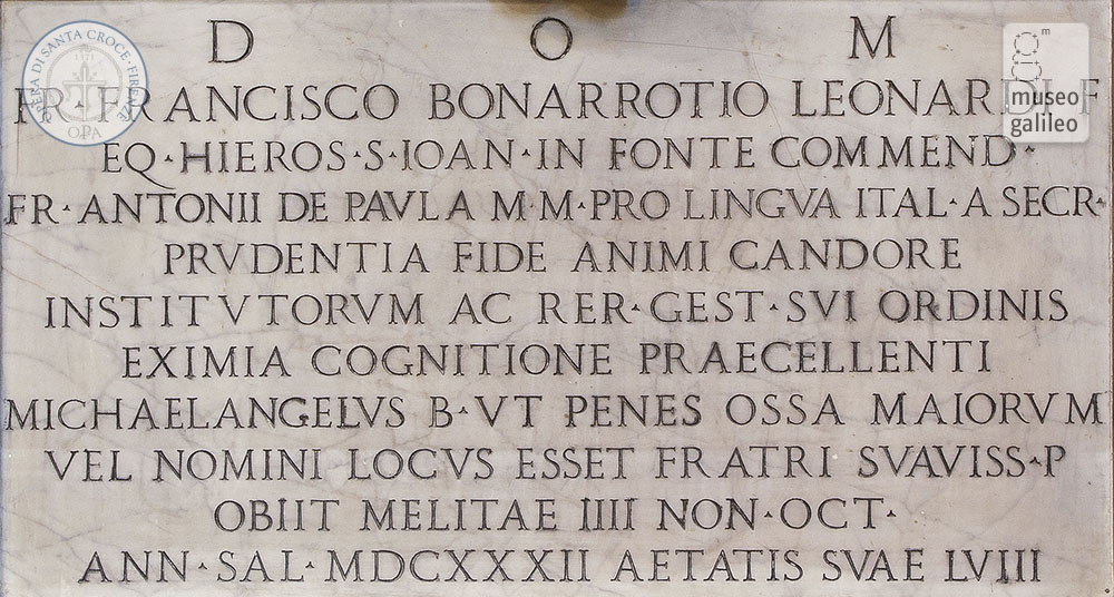 Monumento a Francesco Buonarroti - iscrizione