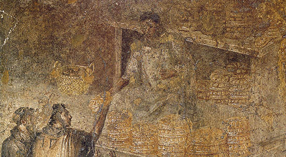 Fresco with the distribution of bread