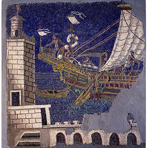 Mosaico parietale con scena di porto