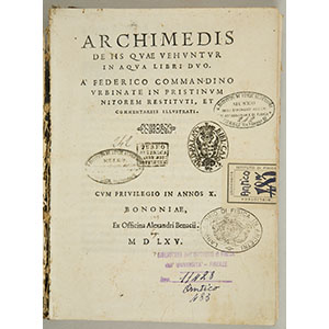 Archimedis De iis quae vehuntur in aqua libri duo a Federico Commandino … (facsimile)