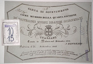 Carta di ricevimento del congresso di Padova, 1842