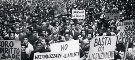 Manifestazione per le Officine Galileo nel piazzale degli Uffizi, 1959