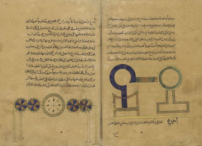 Ruota perpetua a masse oscillanti - Trattato sulle ruote idrauliche  Ms. 3.288 cod. 499 Warm (UBL), f. 77v