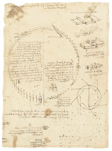 Codice Atlantico, f. 557v - Studio per una ruota perpetua ad assetto variabile
