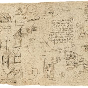 Studies for the design of a mechanical perpetual wheel, Codex Atlanticus, f. 267 v