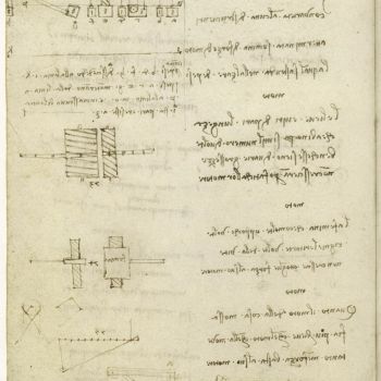 Sketch of perpetual wheel, Codex Madrid I, f. 176 r