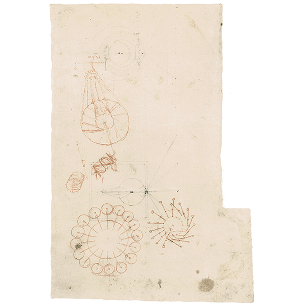 Leonardo da Vinci, Codex Atlanticus (BAM), f. 921v - Studies for the design of a perpetual wheel
