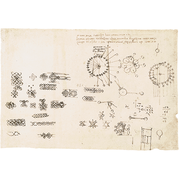 Leonardo da Vinci,Codex Atlanticus (BAM), f. 760r - Studies for the design of a mechanical perpetual wheel